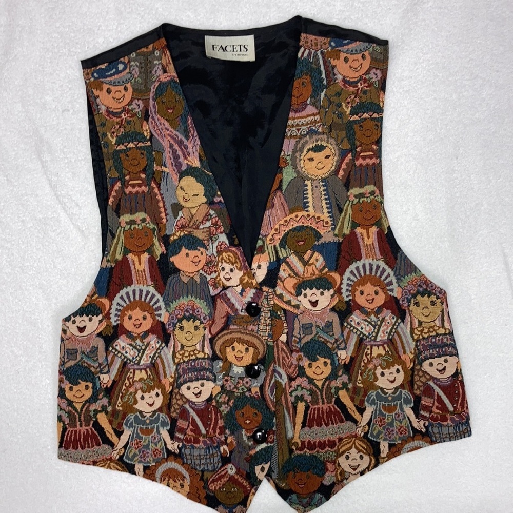 Vintage facets by mirrors small world diverse children large vest - Picture 2 of 7